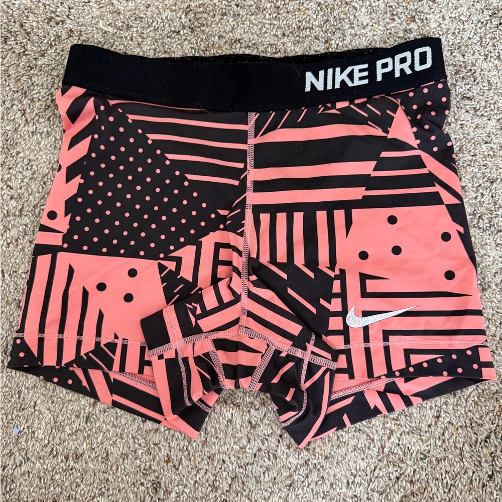Nike Pro Coral and Black Shorts